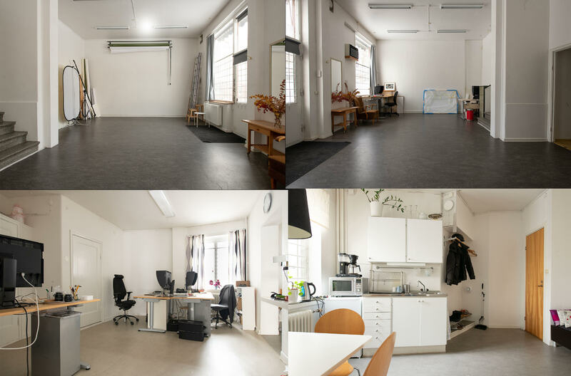 Kontorsplats med fotostudio/projektrum