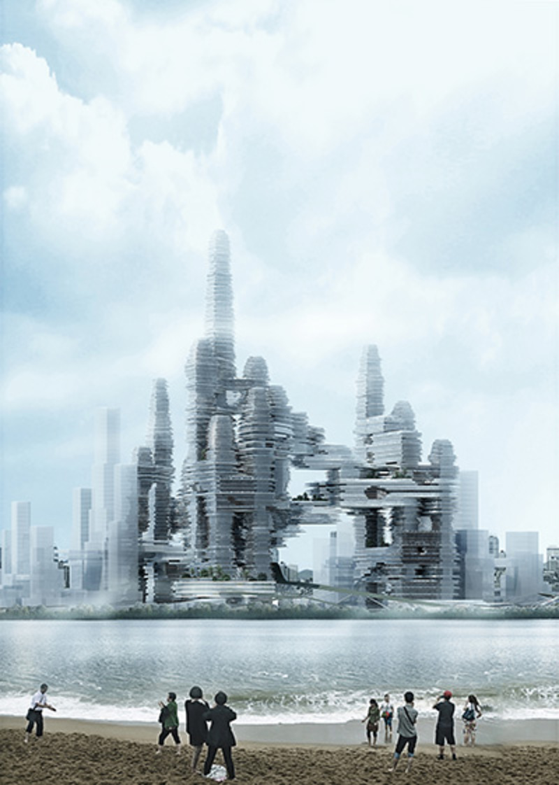 Vinnande arkitektur ovan molnen