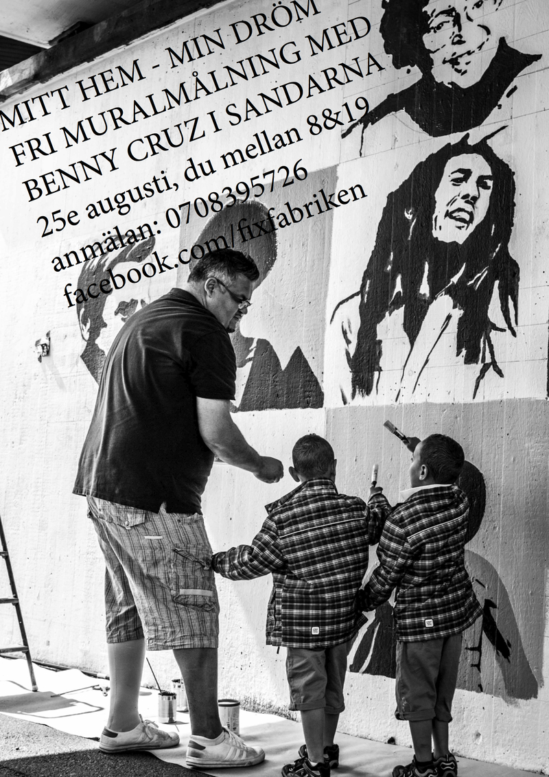 Muralmålning med Benny Cruz i Sandarna