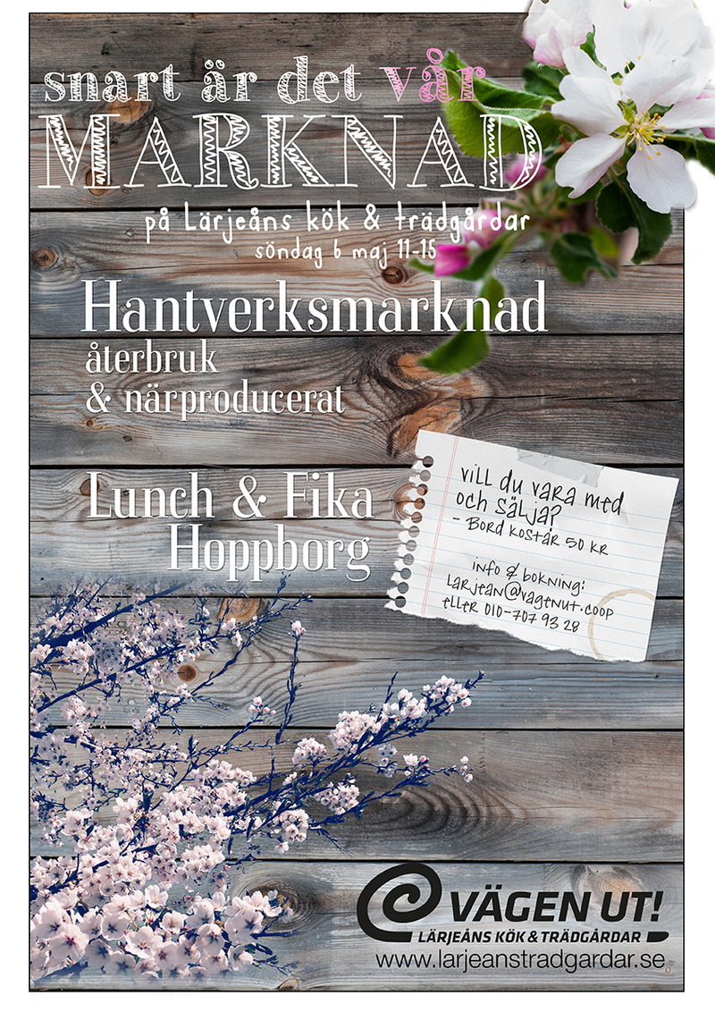 Boka bord på charmig vårmarknad i trädgårdsmiljö