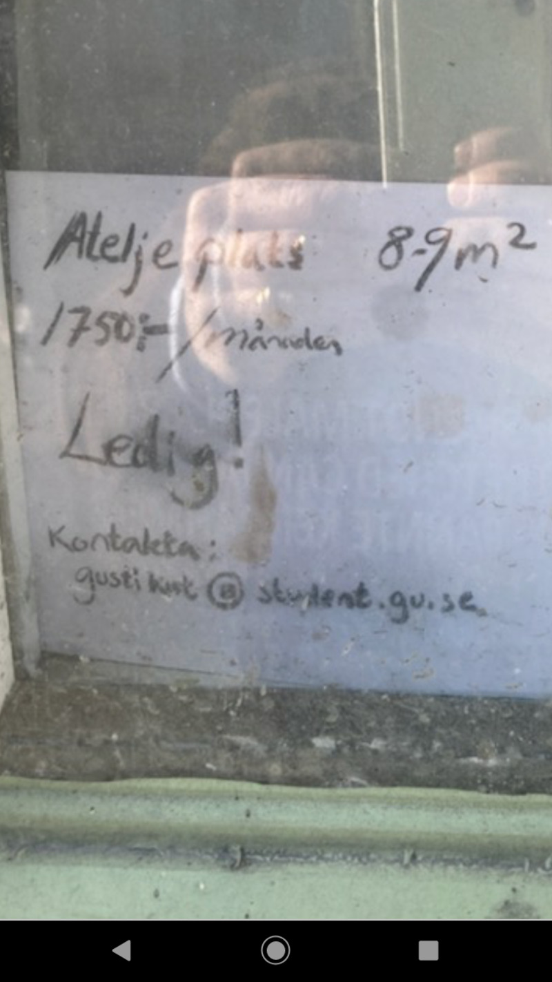 Ledig (delad) ateljélokal i Majorna, djurgårdsgatan