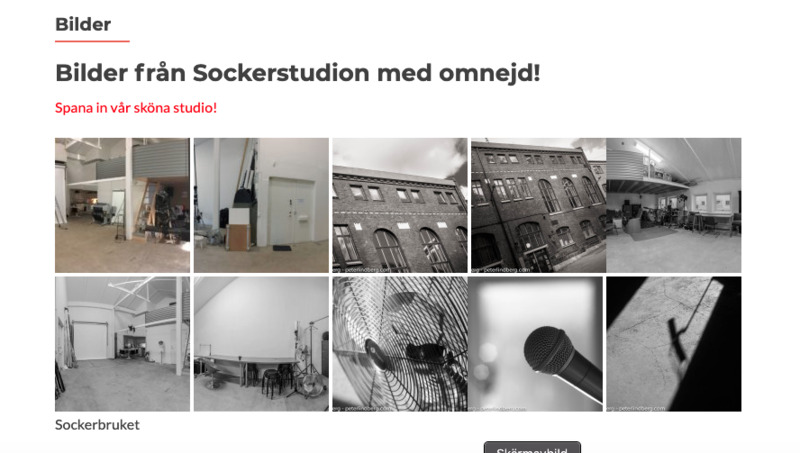 Studio/ateljé i Sockerbruket Röda Sten