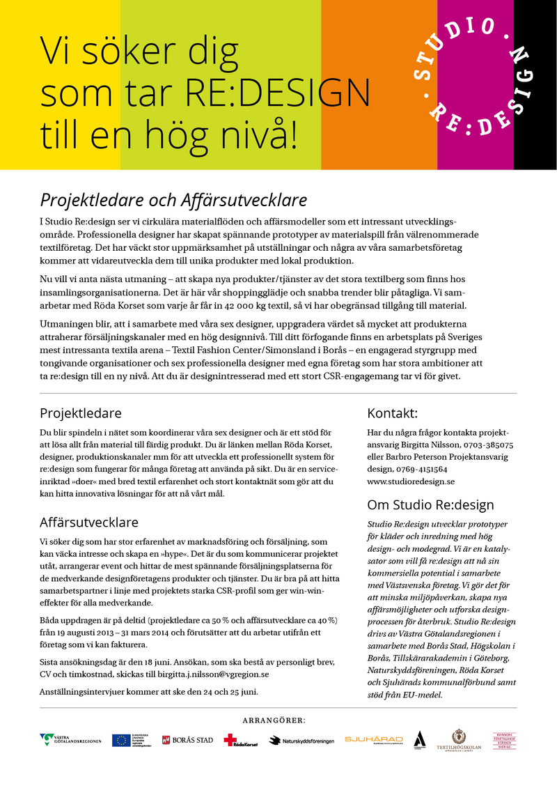Studio Re:design söker fler medarbetare