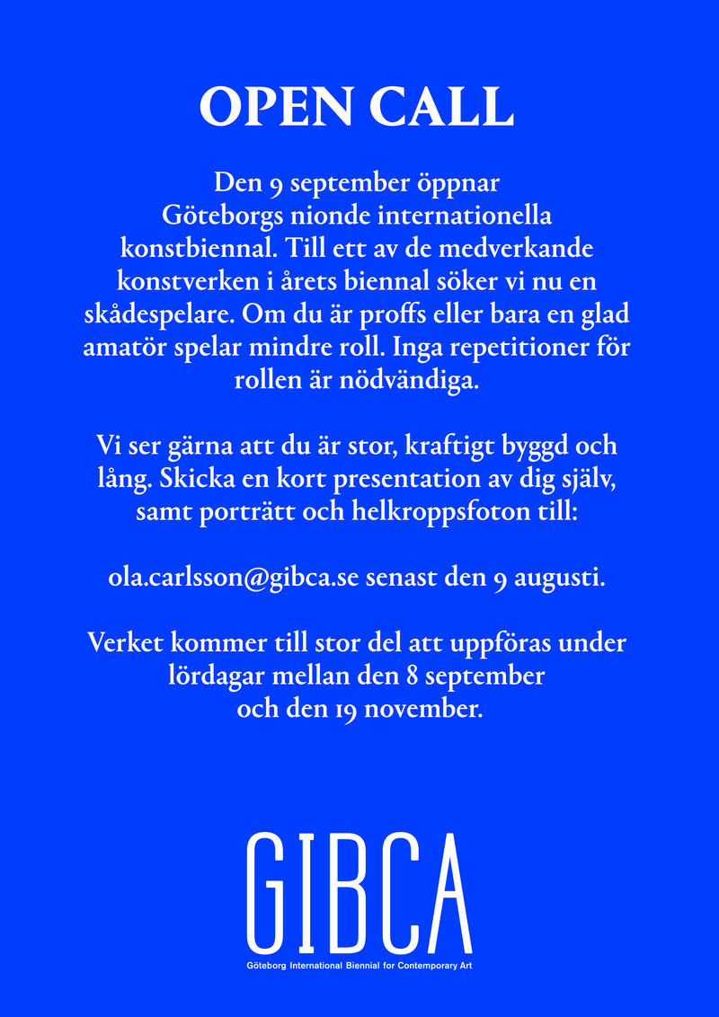 GIBCA söker skådespelare!