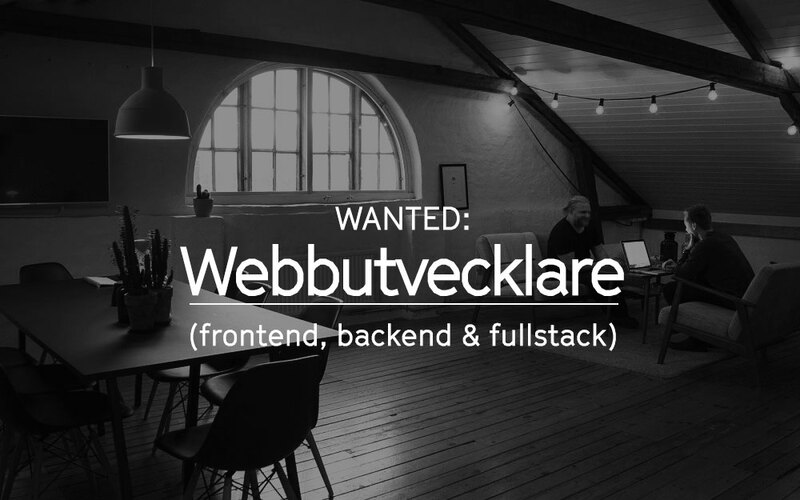Webbutvecklare sökes (frontend, backend och fullstack ) i centrala Göteborg